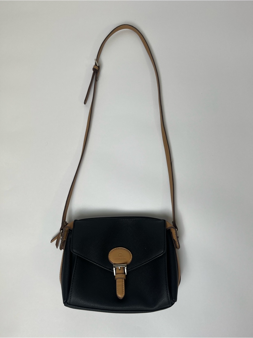 Giani Bernini Black & Tan Crossbody Bag Convertible Shoulder Purse